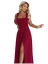 numoco AURELIA Rochie lungă cu spărtură pe picior și decolteu pătrat - burgundy