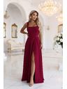 numoco AURELIA Rochie lungă cu spărtură pe picior și decolteu pătrat - burgundy