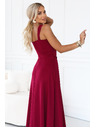 numoco AURELIA Rochie lungă cu spărtură pe picior și decolteu pătrat - burgundy