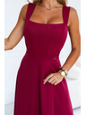 numoco AURELIA Rochie lungă cu spărtură pe picior și decolteu pătrat - burgundy