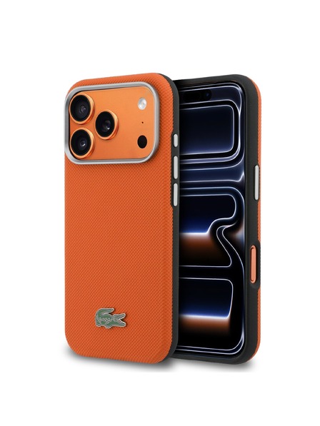 Lacoste Lacoste PVC Petit Pique Semi Wrap MagSafe Carcasă Spate pentru iPhone 17 Pro Max Orange