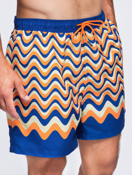 Ombre Clothing Pantaloni de baie pentru bărbați cu motiv de unde orizontale – portocaliu-albastru V1 OM-SRSS-0221 Ombre Clothing