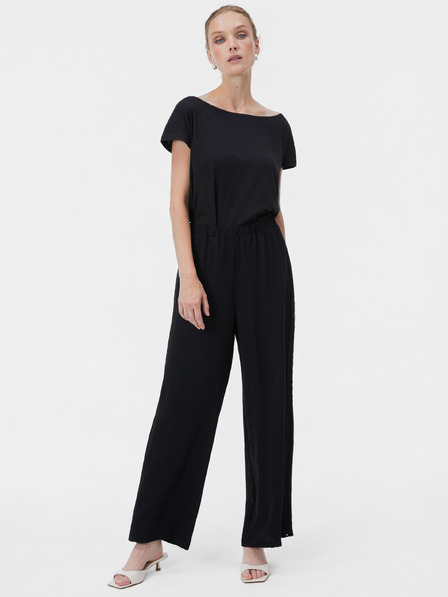 Orsay Pantaloni culotte largi pentru femei negri cu talie înaltă ORSAY