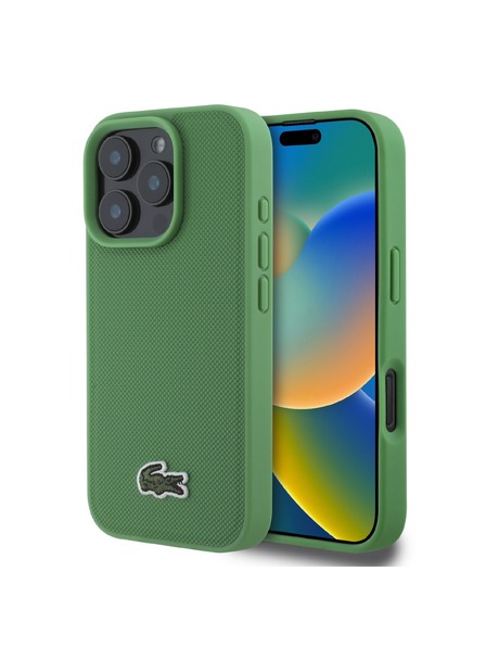 Lacoste Lacoste Iconic Petit Pique Woven Logo MagSafe Husă Spate pentru iPhone 16 Pro Green