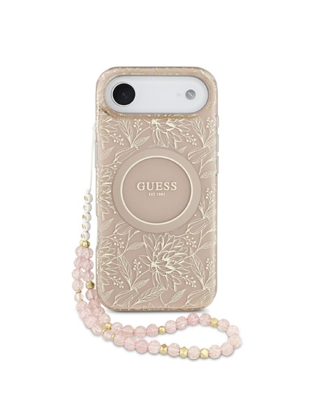 Guess Guess IML Flowers Allover Strap MagSafe Husă Spate pentru iPhone Air Pink
