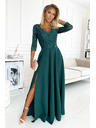 numoco Rochie lungă elegantă din dantelă cu decolteu - verde Numoco AMBER