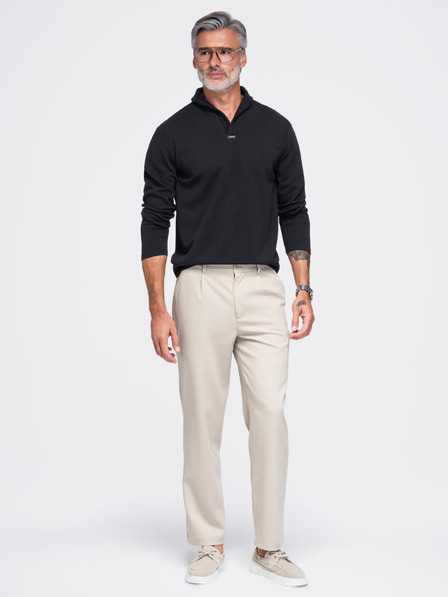 Ombre Clothing Hanorac bărbătesc fără capse cu guler răsturnat – negru V5 OM-SSNZ-0262 Ombre Clothing