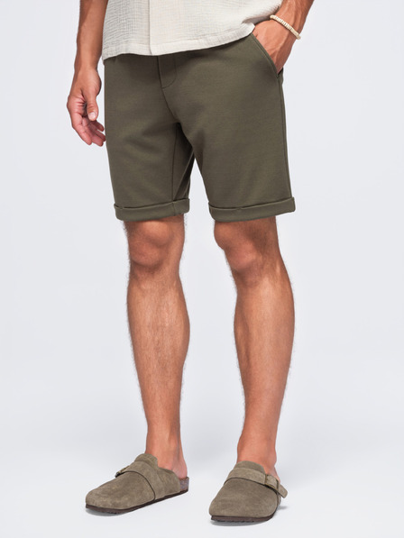 Ombre Clothing Pantaloni scurți bărbătești din viscoză tip chino – verde măsliniu V5 OM-SRCS-0206 Ombre Clothing