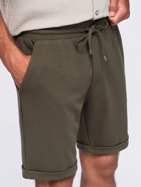 Ombre Clothing Pantaloni scurți bărbătești din viscoză tip chino – verde măsliniu V5 OM-SRCS-0206 Ombre Clothing