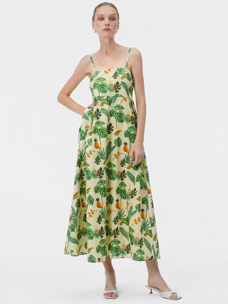 Orsay Rochie midi verde pentru femei, în croială A, cu imprimeu tropical ș