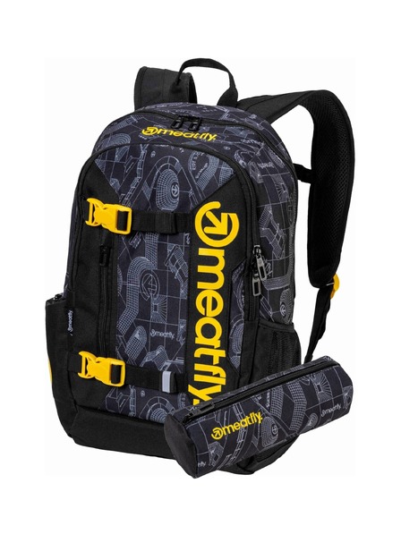 Meatfly Rucsac Meatfly Basejumper Blueprint Black 22 L