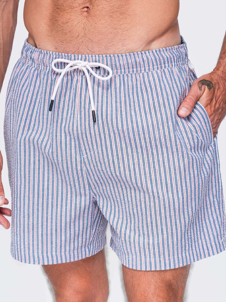 Ombre Clothing Pantaloni de baie bărbătești din material texturat cu dungi – albastru tempetat V3 OM-SRSS-0214 Ombre Clothing