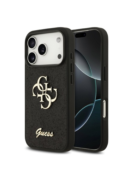 Guess Guess PU Fixed Glitter 4G Metal Logo Carcasă Spate pentru iPhone 18 Pro Black