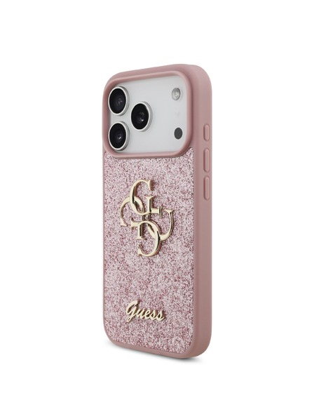 Guess Guess PU Fixed Glitter 4G Metal Logo Carcasă Spate pentru iPhone 18 Pro Pink