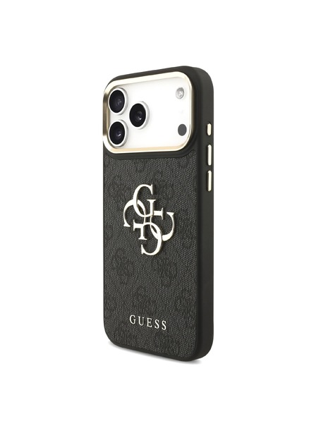 Guess Guess PU Leather 4G Metal Logo Gold Frame Carcasă Spate pentru iPhone 18 Pro Max Black