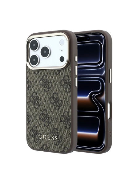 Guess Guess PU Leather 4G Gold Frame MagSafe Carcasă Spate pentru iPhone 18 Pro Max Brown