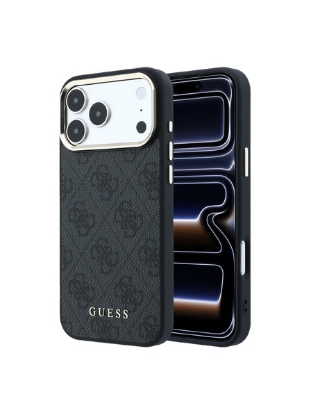 Guess Guess PU Leather 4G Gold Frame MagSafe Carcasă Spate pentru iPhone 18 Pro Max Black
