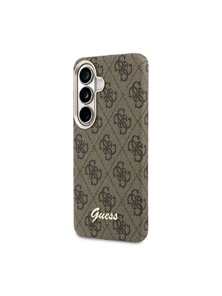 Guess Guess PU 4G Script Metal Logo Magnetic Carcasă Spate pentru Samsung Galaxy S26 Brown