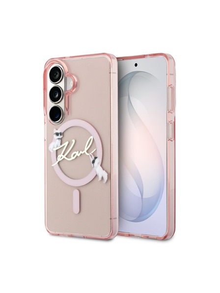 Karl Lagerfeld Karl Lagerfeld IML Choupette Karl Script Logo Magnetic Carcasă Spate pentru Samsung Galaxy S26 Pink