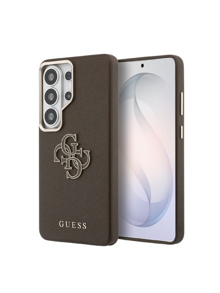 Guess Guess PU Granulat 4G Rășină Metal Logo Carcasă Spate pentru Samsung Galaxy S26 Ultra Brown