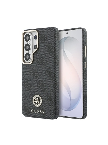 Guess Guess PU Piele 4G Strass Logo Cadru Auriu Magnetic Carcasă Spate pentru Samsung Galaxy S26 Ultra Black