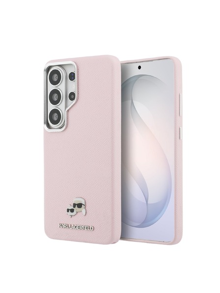 Karl Lagerfeld Karl Lagerfeld Grained PU Leather K&CH Heads Magnetic Carcasă Spate pentru Samsung Galaxy S26 Ultra Pink