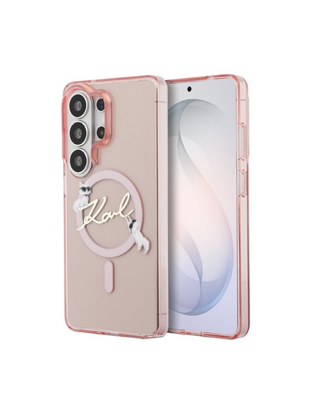 Karl Lagerfeld Karl Lagerfeld IML Choupette Karl Script Logo Magnetic Carcasă Spate pentru Samsung Galaxy S26 Ultra Pink