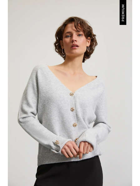 Moodo Cardigan cu nasturi decorativi gri Moodo