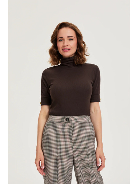 Moodo Tricou maro cu guler înalt Moodo
