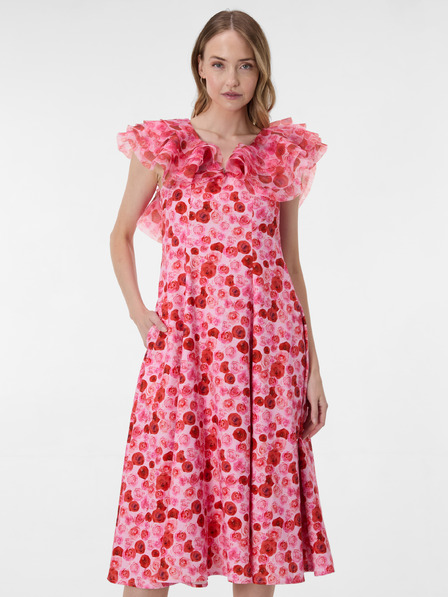 Orsay Rochie midi pentru femei roșie cu flori ORSAY