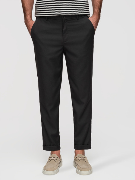 Ombre Clothing Pantaloni chino REGULAR FIT pentru bărbați cu talie elastică – negru V4 P1525 Ombre Clothing