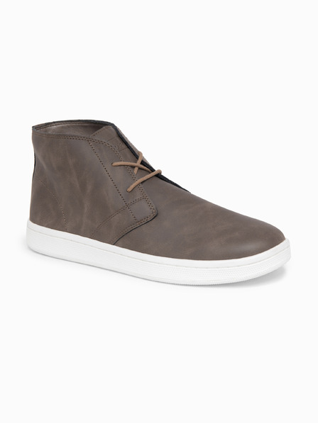 Ombre Clothing Cizme pentru bărbați cu talpă înaltă și talpă din cauciuc – maro închis V4 OM-FOCS-0162 Ombre Clothing
