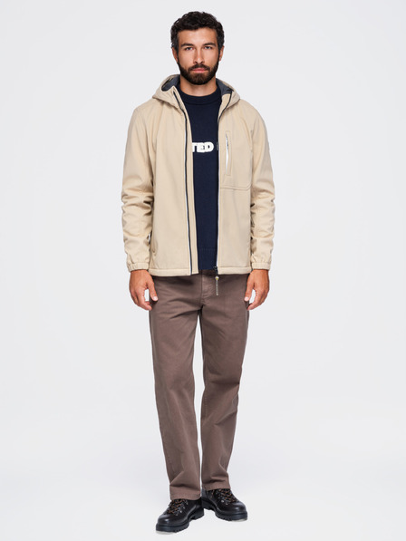 Ombre Clothing Jachetă pentru bărbați SOFTSHELL cu căptușeală din fleece și glugă – bej V4 OM-JANP-0292 Ombre Clothing