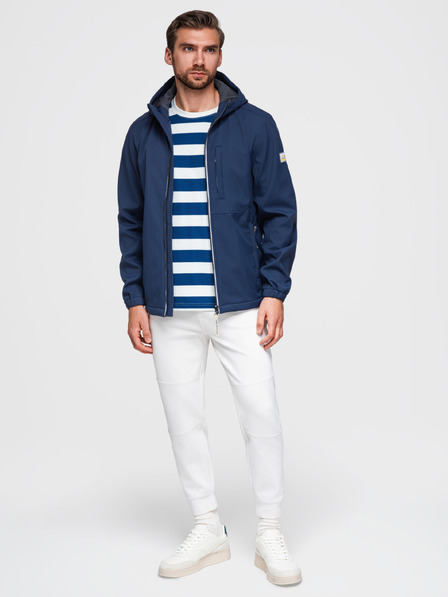 Ombre Clothing Jachetă pentru bărbați SOFTSHELL cu căptușeală din fleece și glugă – albastru închis V5 OM-JANP-0292 Ombre Clothing