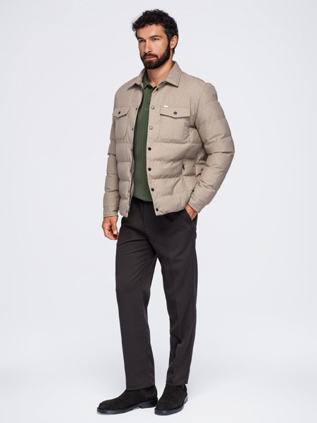 Ombre Clothing Jachetă tip cămașă pentru bărbați matlasată cu guler clasic – neagră V1 OM-JALP-0256 Ombre Clothing