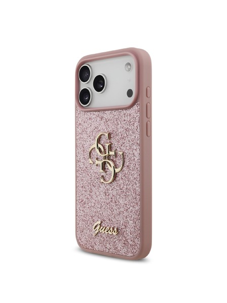 Guess Guess PU Fixed Glitter 4G Metal Logo Carcasă Spate pentru iPhone 18 Pro Max Roz