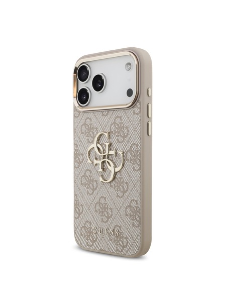 Guess Guess PU Leather 4G Metal Logo Gold Frame Carcasă Spate pentru iPhone 18 Pro Max Roz