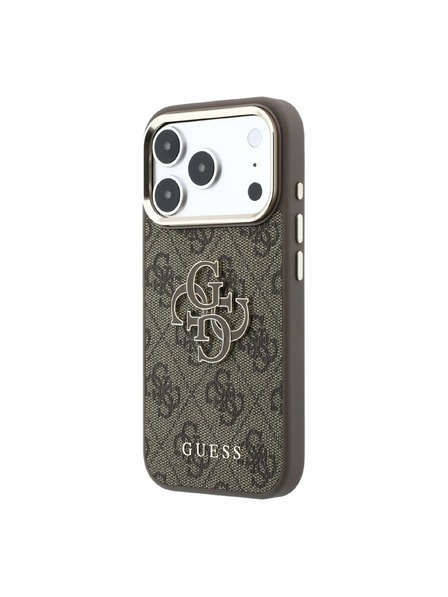 Guess Guess PU 4G Resin Metal Logo Carcasă spate pentru iPhone 18 Pro Brown