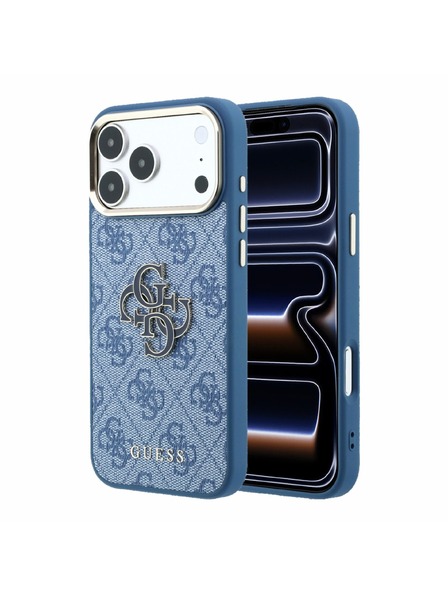 Guess Guess PU 4G Resin Metal Logo Carcasă spate pentru iPhone 18 Pro Blue