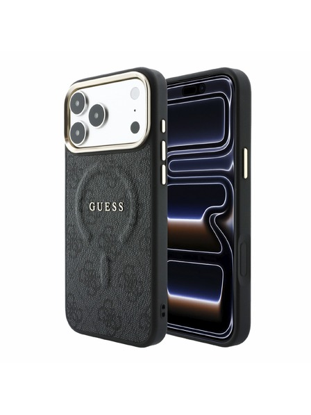Guess Guess PU Leather 4G Gold Frame Embossed MagSafe Carcasă spate pentru iPhone 18 Pro Black