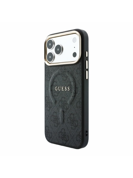 Guess Guess PU Leather 4G Gold Frame Embossed MagSafe Carcasă spate pentru iPhone 18 Pro Black