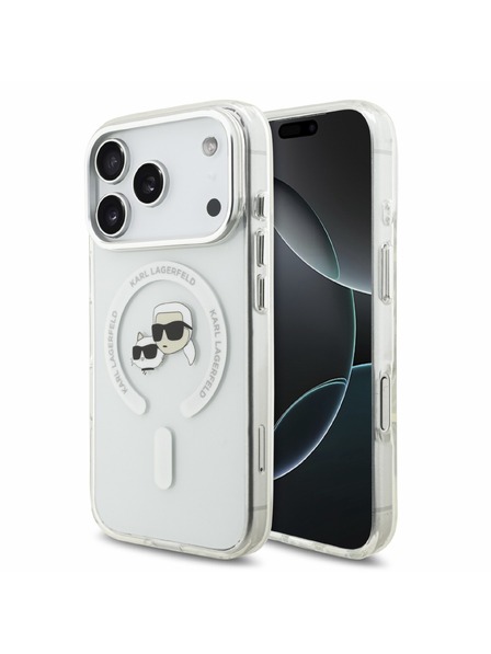 Karl Lagerfeld Karl Lagerfeld IML K&CH Heads Metal Frame MagSafe Carcasă Spate pentru iPhone 18 Pro Alb