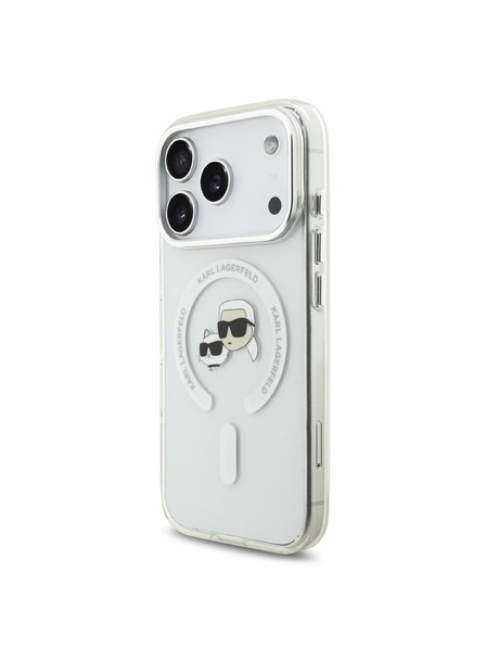 Karl Lagerfeld Karl Lagerfeld IML K&CH Heads Metal Frame MagSafe Carcasă Spate pentru iPhone 18 Pro Alb