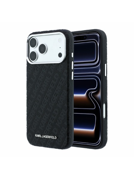 Karl Lagerfeld Karl Lagerfeld PU Grained Allover Semi Wrap Magsafe Carcasă Spate pentru iPhone 18 Pro Negru