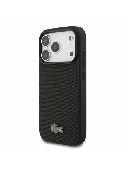 Lacoste Lacoste PVC Iconic Petit Pique Metal Logo MagSafe Carcasă Spate pentru iPhone 18 Pro Negru