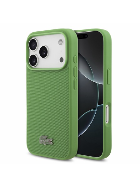 Lacoste Lacoste PVC Iconic Petit Pique Metal Logo MagSafe Carcasă Spate pentru iPhone 18 Pro Estragon