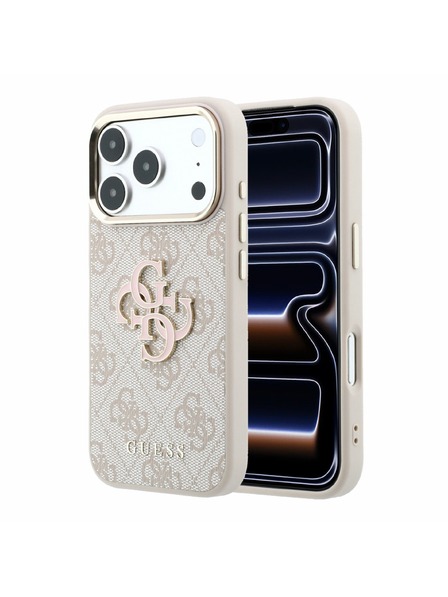 Guess Guess PU 4G Resin Metal Logo Carcasă Spate pentru iPhone 18 Pro Max Roz
