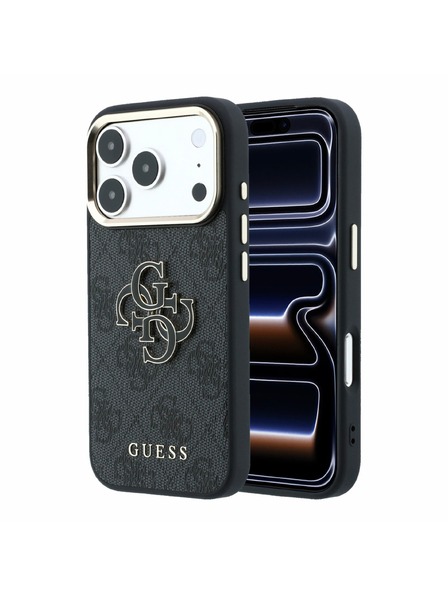 Guess Guess PU 4G Resin Metal Logo Carcasă Spate pentru iPhone 18 Pro Max Negru