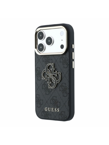 Guess Guess PU 4G Resin Metal Logo Carcasă Spate pentru iPhone 18 Pro Max Negru