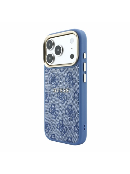 Guess Guess PU Leather 4G Gold Frame Embossed MagSafe Carcasă Spate pentru iPhone 18 Pro Max Albastru